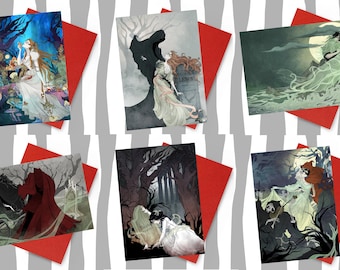 Blank / greeting / cards / box / set / Gothic / Poetry / Annabelle Lee/ Lenore / Goblin / dark / art / Edgar Allen Poe / Dickinson / Bronte