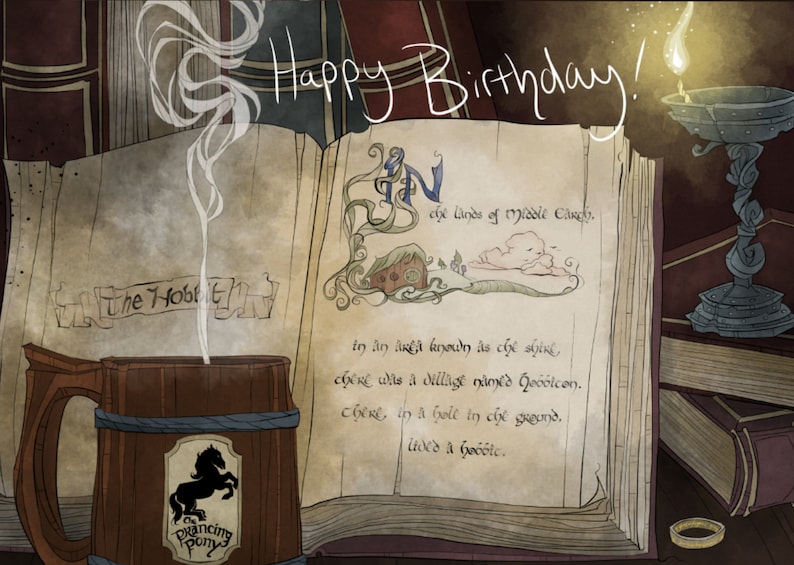 Hobbit / Birthday / Card / Bday/ Tolkien / Humor / Funny / Etsy