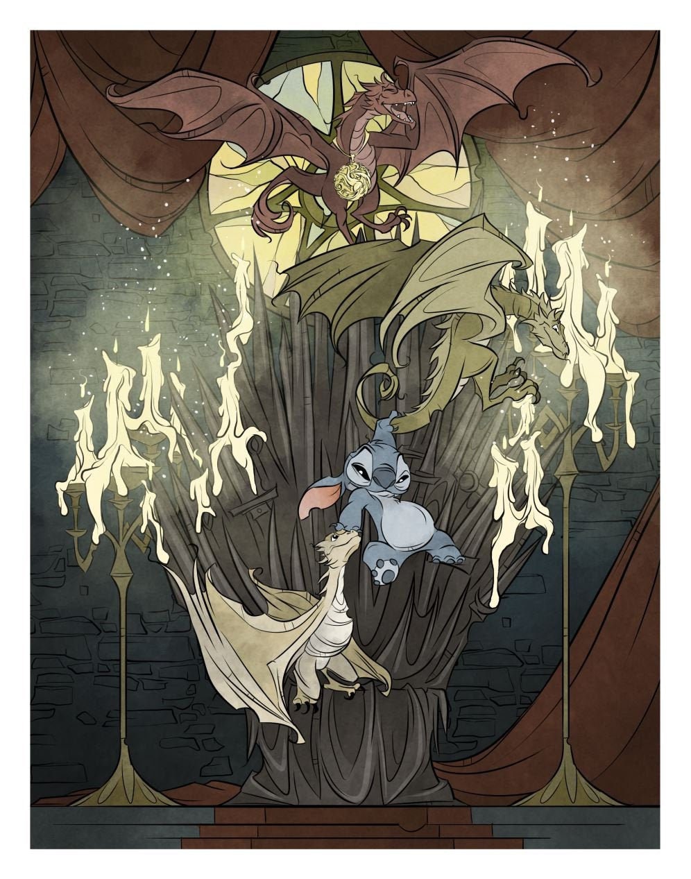 the iron throne zoom background on Game Of Thrones Dragons Stitch Art Print Iron Throne Etsy