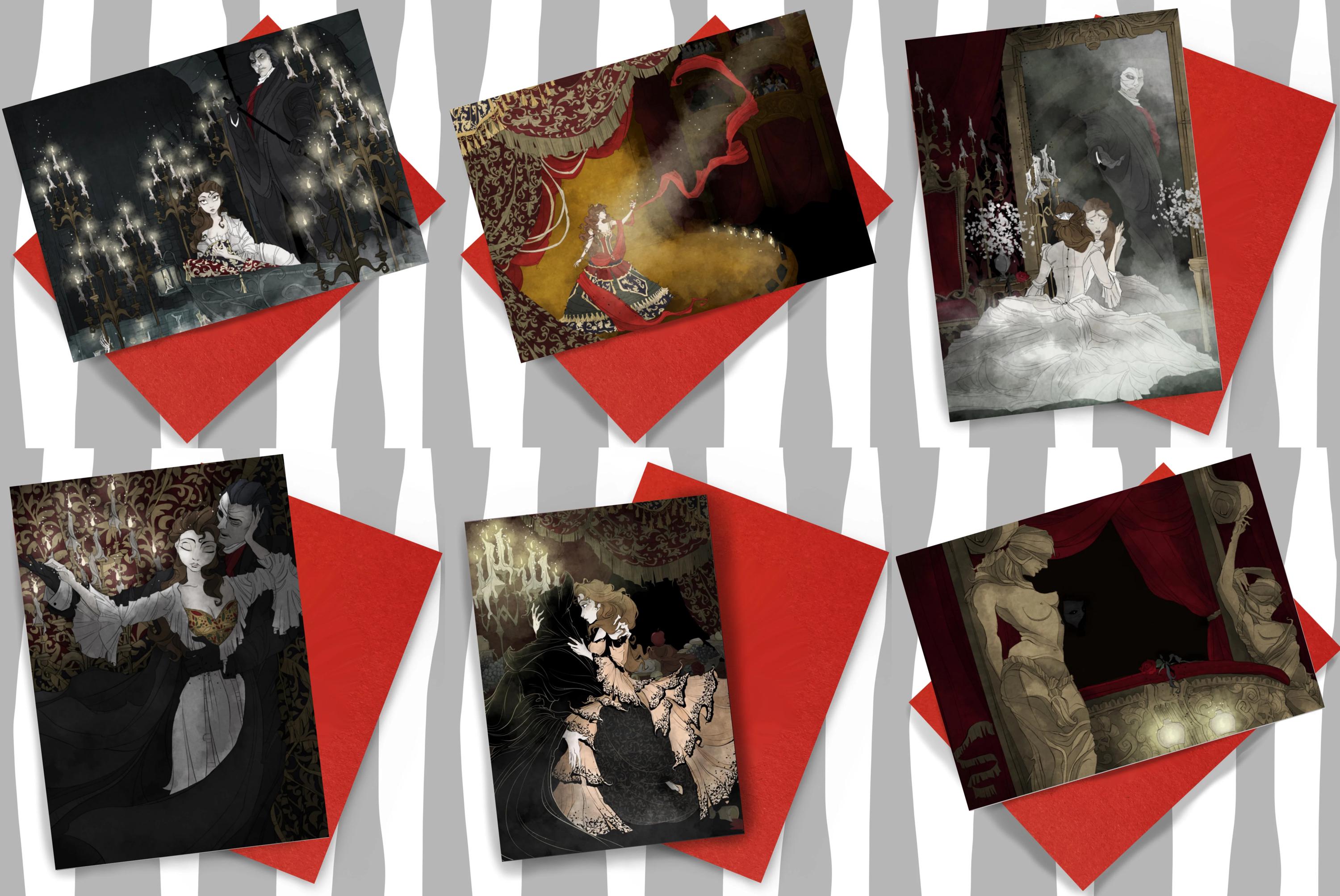 Phantom of the Opera / box / set / blank / greeting / cards / Phantom / geeky / gothic / goth / musical / opera / fantasy / romance /fan art