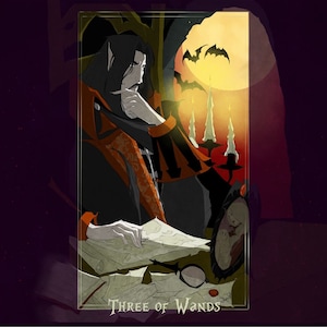 Limited Edition 12 / Three of Wands: Dracula / Tarot / Fan Art / Print / Vampire / Goth / Vlad Dracula Tepes / Dark / Fantasy