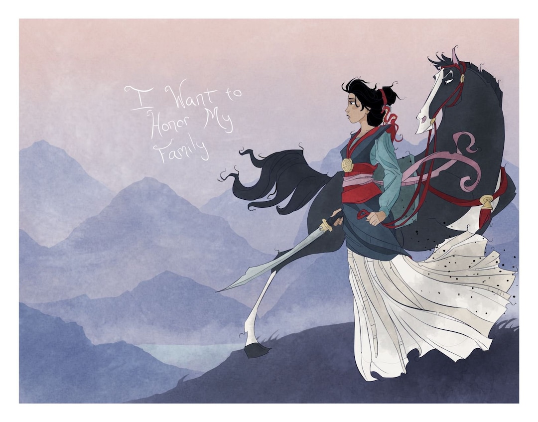 Mulan Disney Princess Fan Art Honor Family Feminist  Inspirational Girl Power China Warrior /feminism Chinese