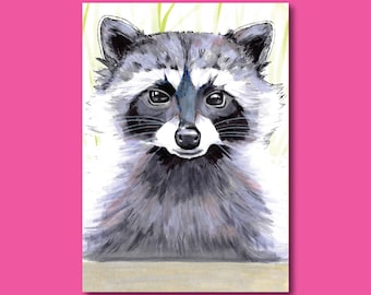 Raccoon Art Print- Realistic Raccoon Art Portrait- Raccoon Wall Decor