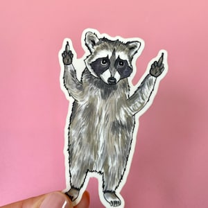 Sticker raton laveur vinyle - Sticker raton laveur majeur - Stickers imperméables - Sticker raton laveur drôle - Sticker poubelle panda