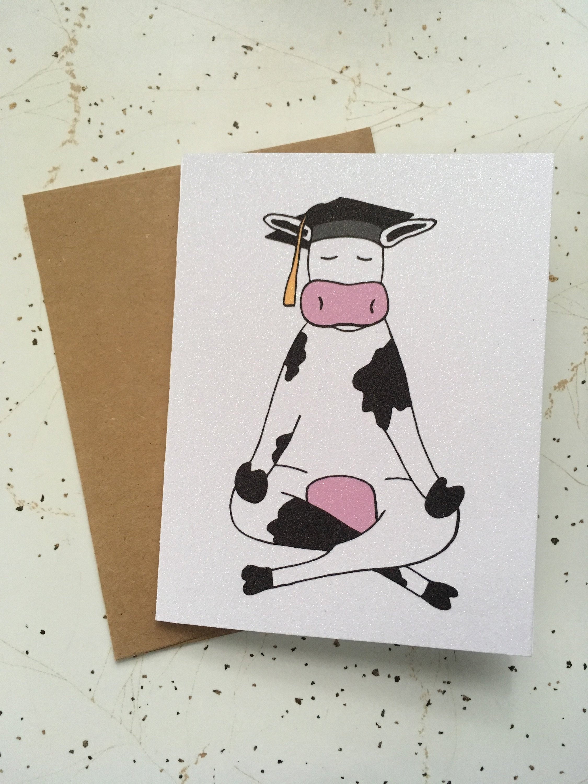 Meditating Cow Graduation Card College Graduation High | Etsy