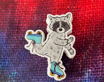 Lyle the Raccoon Rollerskating Waterproof Sticker