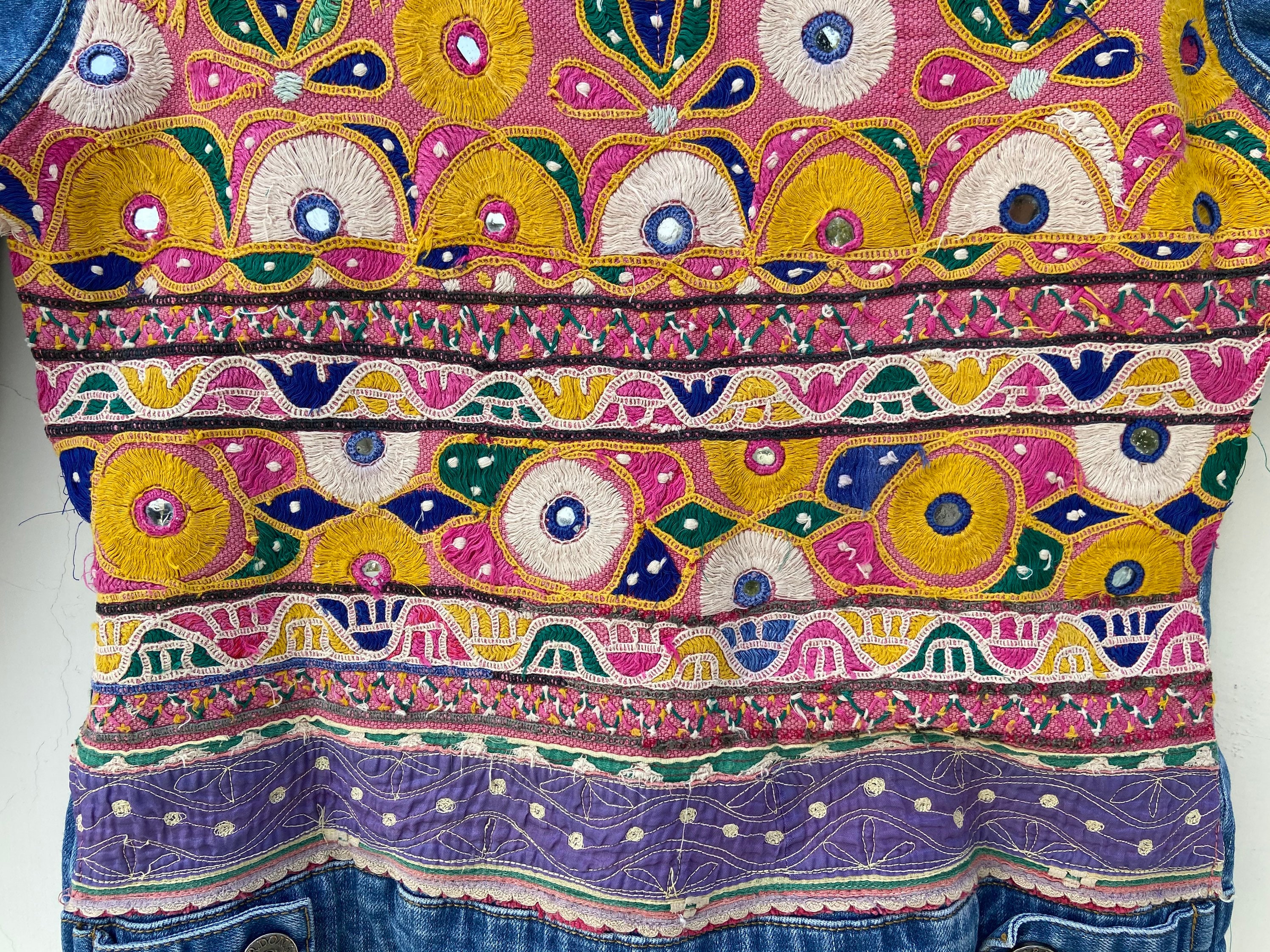 Cord Embroidery Detail Denim Jacket - navy - Mame Kurogouchi