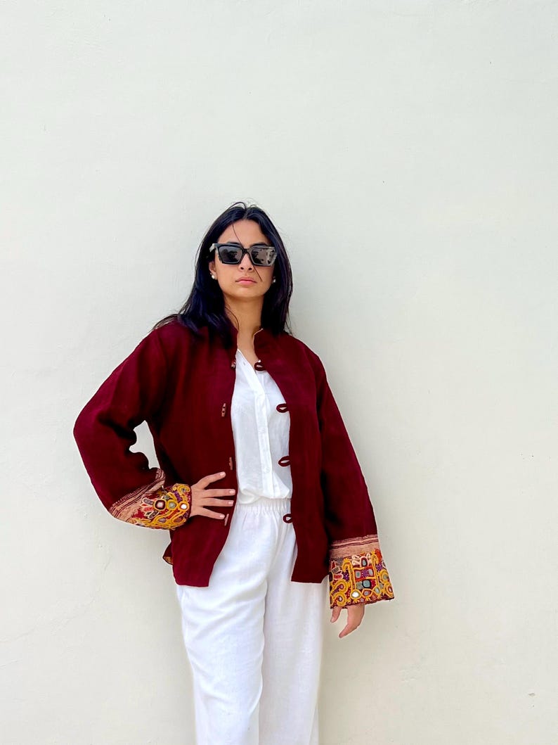 Embroidered wool coat/ Quilted coat for women / bohemian gypsy coat / tribal jacket / tie dye coat/ nomad organic shawl jacket image 1