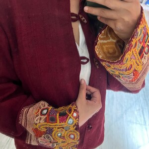 Embroidered wool coat/ Quilted coat for women / bohemian gypsy coat / tribal jacket / tie dye coat/ nomad organic shawl jacket image 8