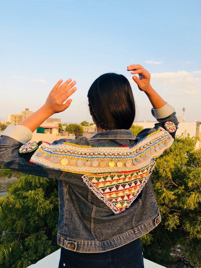 embroidered jean jacket etsy