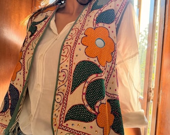 Upcycled Banjara Embroidered Vest | Vintage Tribal Handmade Jacket | One of a Kind Boho Ethnic Sleeveless Layer