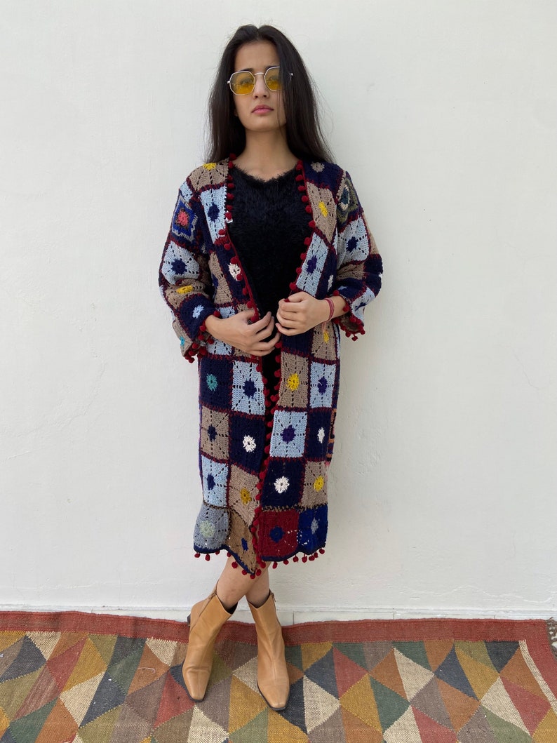 Long crochet cardigan / cardigan kimono / multicoloured crochet jacket / boho crochet festival coat image 5