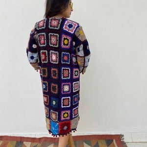 Long crochet cardigan / cardigan kimono / multicoloured crochet jacket / boho crochet festival coat image 4