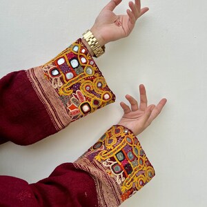 Embroidered wool coat/ Quilted coat for women / bohemian gypsy coat / tribal jacket / tie dye coat/ nomad organic shawl jacket image 2