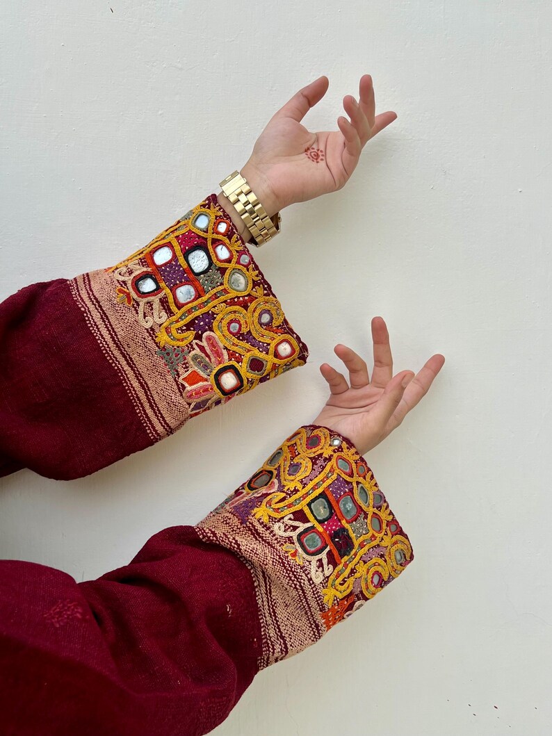 Embroidered wool coat/ Quilted coat for women / bohemian gypsy coat / tribal jacket / tie dye coat/ nomad organic shawl jacket image 2