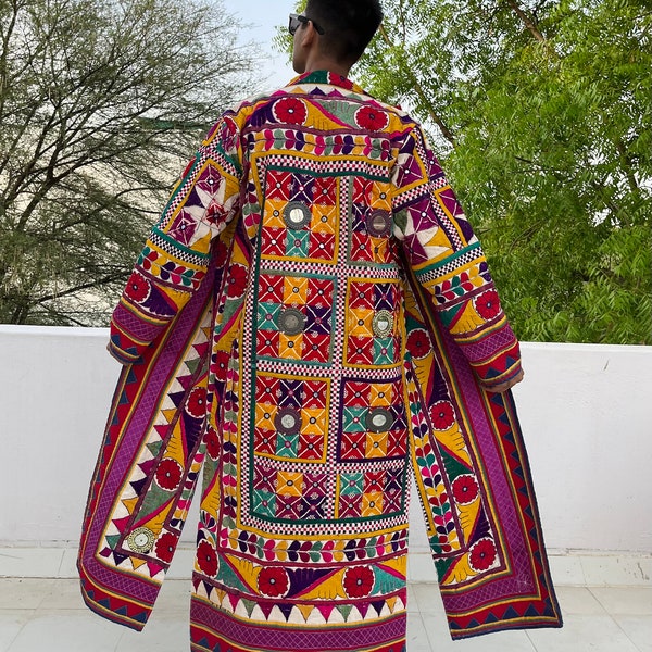 Festive design coat, Boho duster coat, handmade jacket , bohemian coat men, festival jacket, patchwork quilted coat