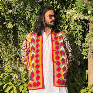wedding jacket / Patchwork jacket men / multicoloured embroidered coat / boho disco jacket/ unique coat / bright colourful jacket