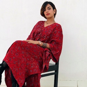 silk kaftaan / ajarakh kaftan / luxury caaftan / silk loungewear / kimono cover up