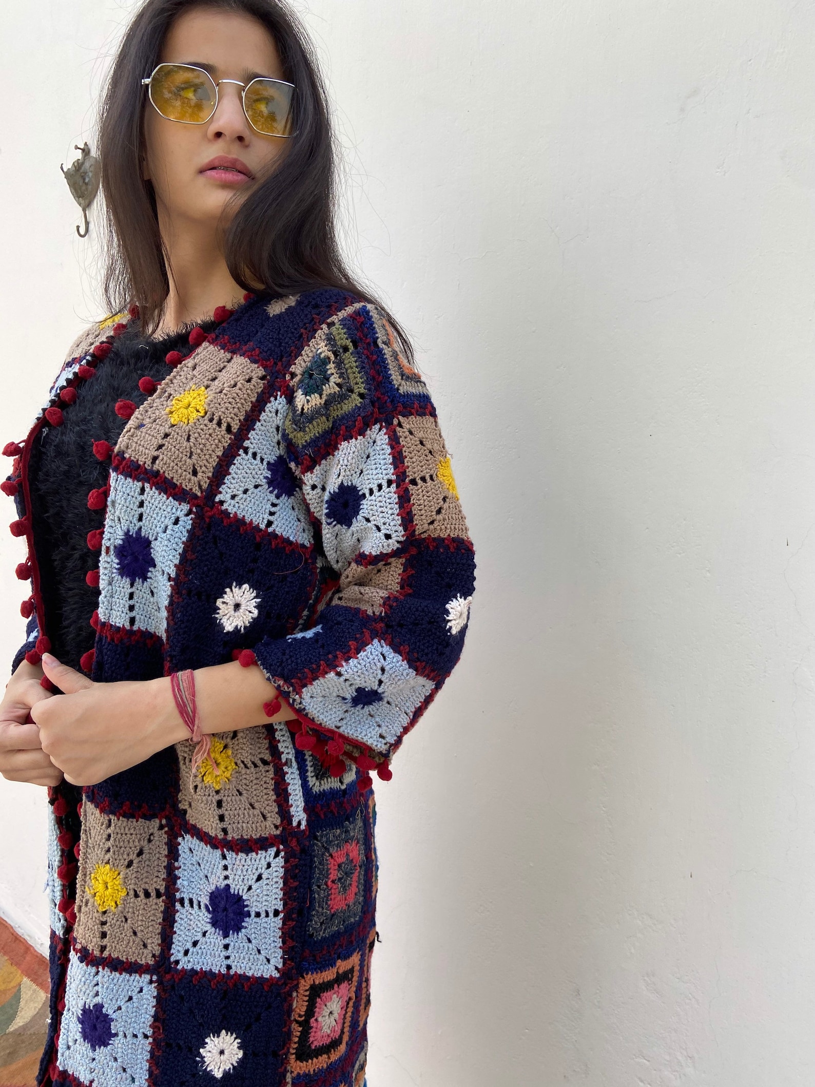 Long Crochet Cardigan / Cardigan Kimono / Multicoloured Etsy