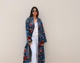 Abrigo kimono de terciopelo de lujo, bata de casa cálida y única, abrigo de invierno y otoño para usar en capas.