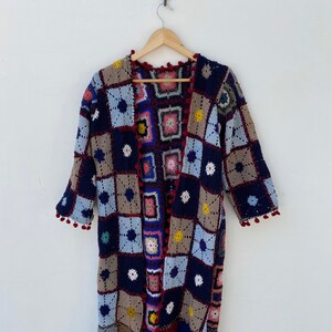 Long crochet cardigan / cardigan kimono / multicoloured crochet jacket / boho crochet festival coat image 7