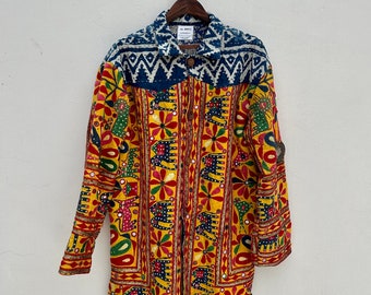 Unique clothing , Boho duster coat, handmade jacket , bohemian coat men, festival jacket, patchwork quilted coat