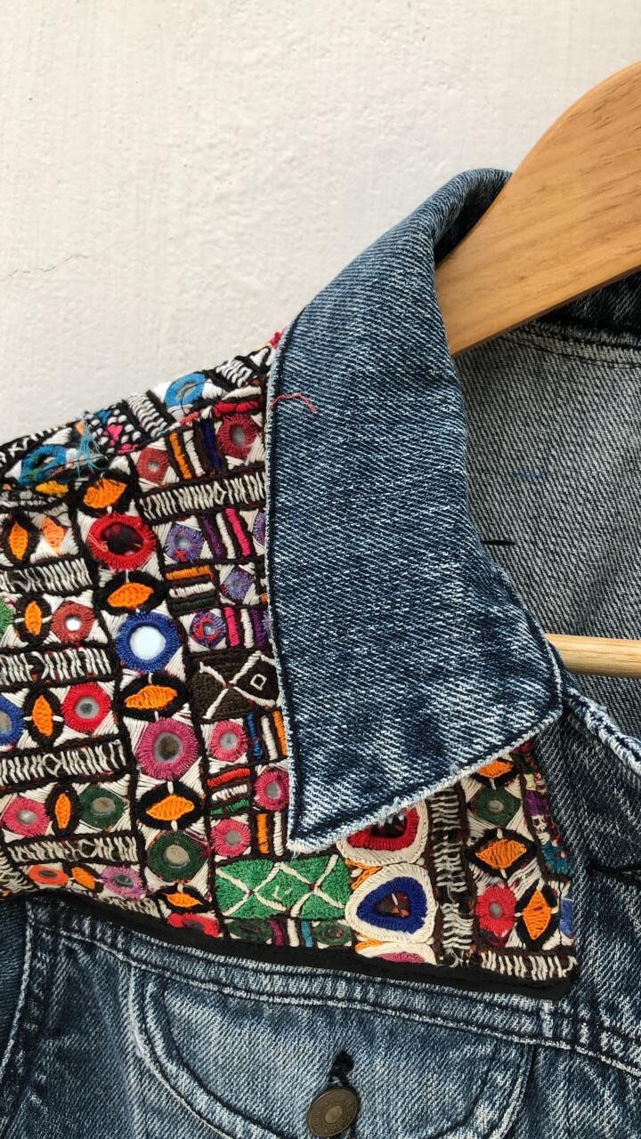 Patchwork denim jacket embroidered patchwork jacket denim | Etsy