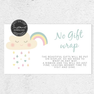 Carte Baby Shower | Pas de papier cadeau | Baby Shower Nuage | Téléchargement immédiat | A108