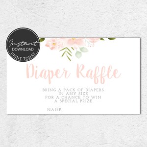 Jeu Baby Shower à imprimer Téléchargement immédiat Pivoines Fleurs roses Carte Tombola