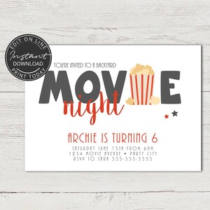 Invitation anniversaire cinéma | Invitation anniversaire enfant | Template à imprimer