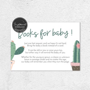 Jeu Baby Shower à imprimer Un livre pour bébé Téléchargement immédiat Cactus