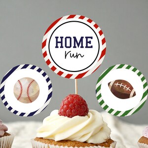Sport-Geburtstags-Cupcake-Topper | Fußball-Geburtstagsdekoration | Sofortiger Download | A107