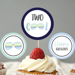 Two cool Birthday Cupcake Toppers | Two cool party decorations | Favor tags | INSTANT DOWNLOAD
