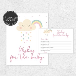 Juego de baby shower | Deseos para el bebé | Ducha de bebé nube | A108