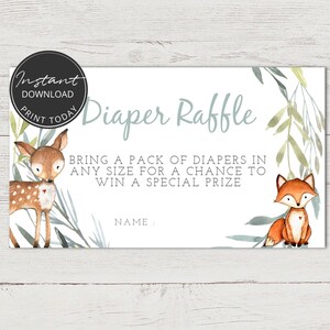 Jeu Baby Shower animaux de la Forêt à imprimer, Téléchargement immédiat, Tirage au sort | A106