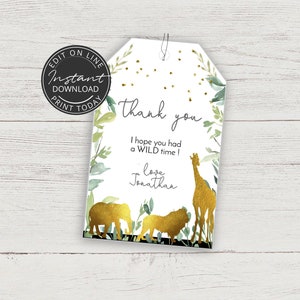 Carte remerciement anniversaire Safari | Décoration anniversaire Safari à télécharger et imprimer | A102 | A103