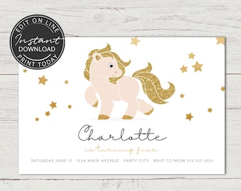 Pony invitation birthday | Little pony invitation | INSTANT DOWNLOAD | Editable invitation