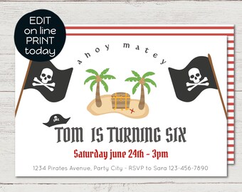 Pirate birthday invitation | Pirate Birthday invitations | DIGITAL DOWNLOAD