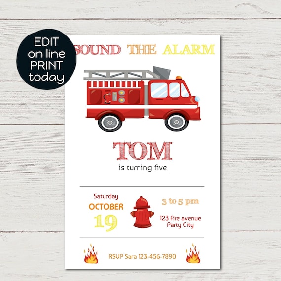 Anniversaire Pompier Invitation Anniversaire Garcon Etsy Anniversaire Pompier Invitation Anniversaire Garcon Etsy