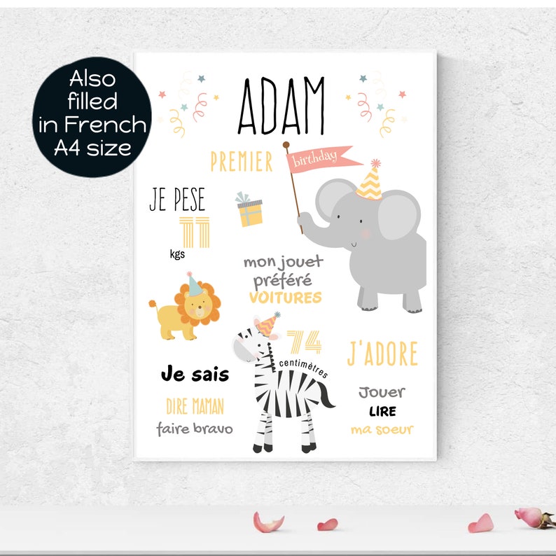 First Birthday Board Birthday Sign Printable Poster | Etsy