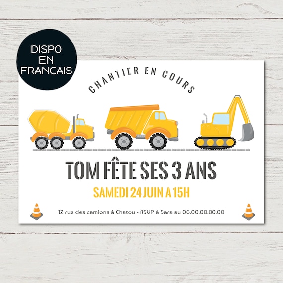 Invitation Anniversaire Chantier Anniversaire Garcon Etsy France