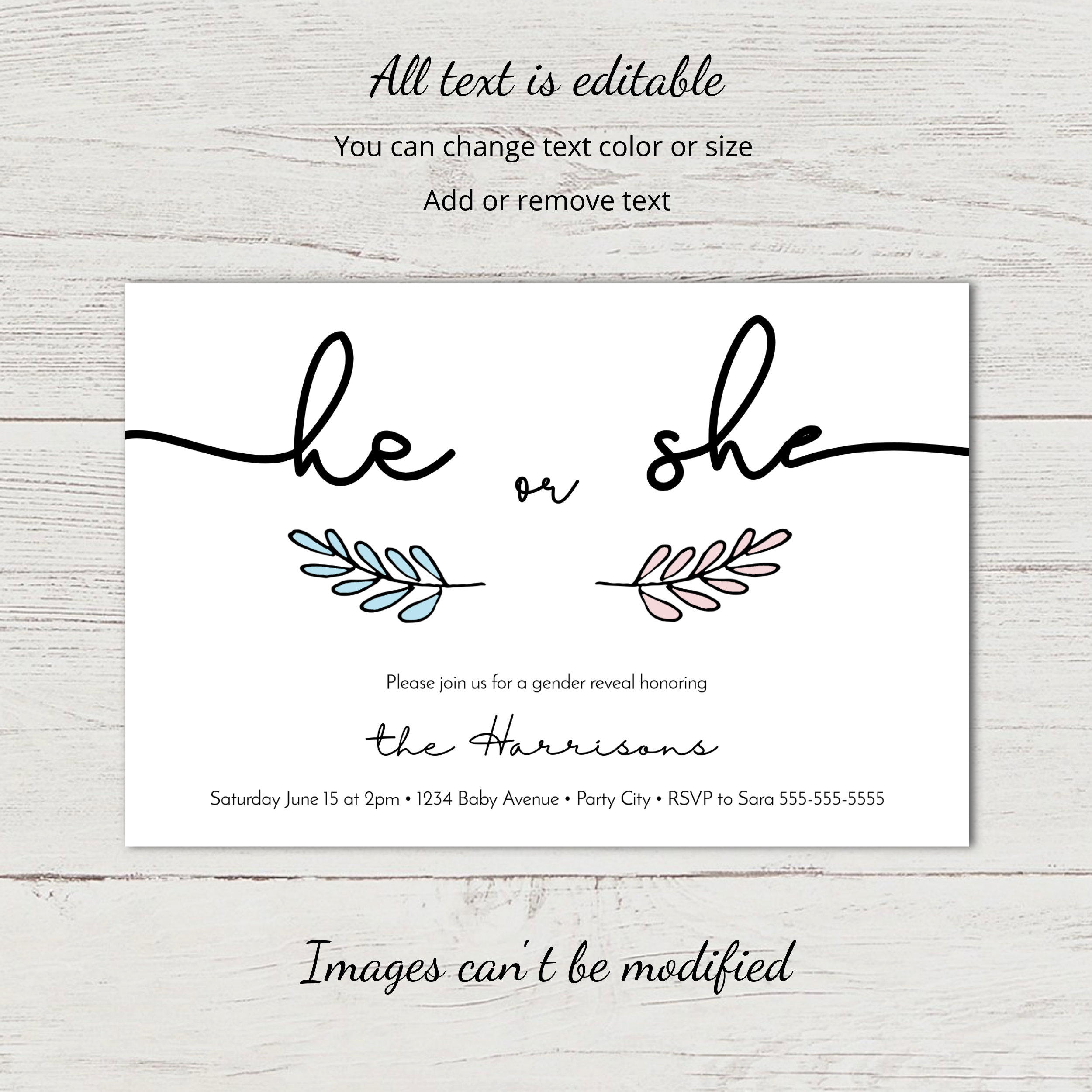 Invitation Gender Reveal Invitation à télécharger et imprimer