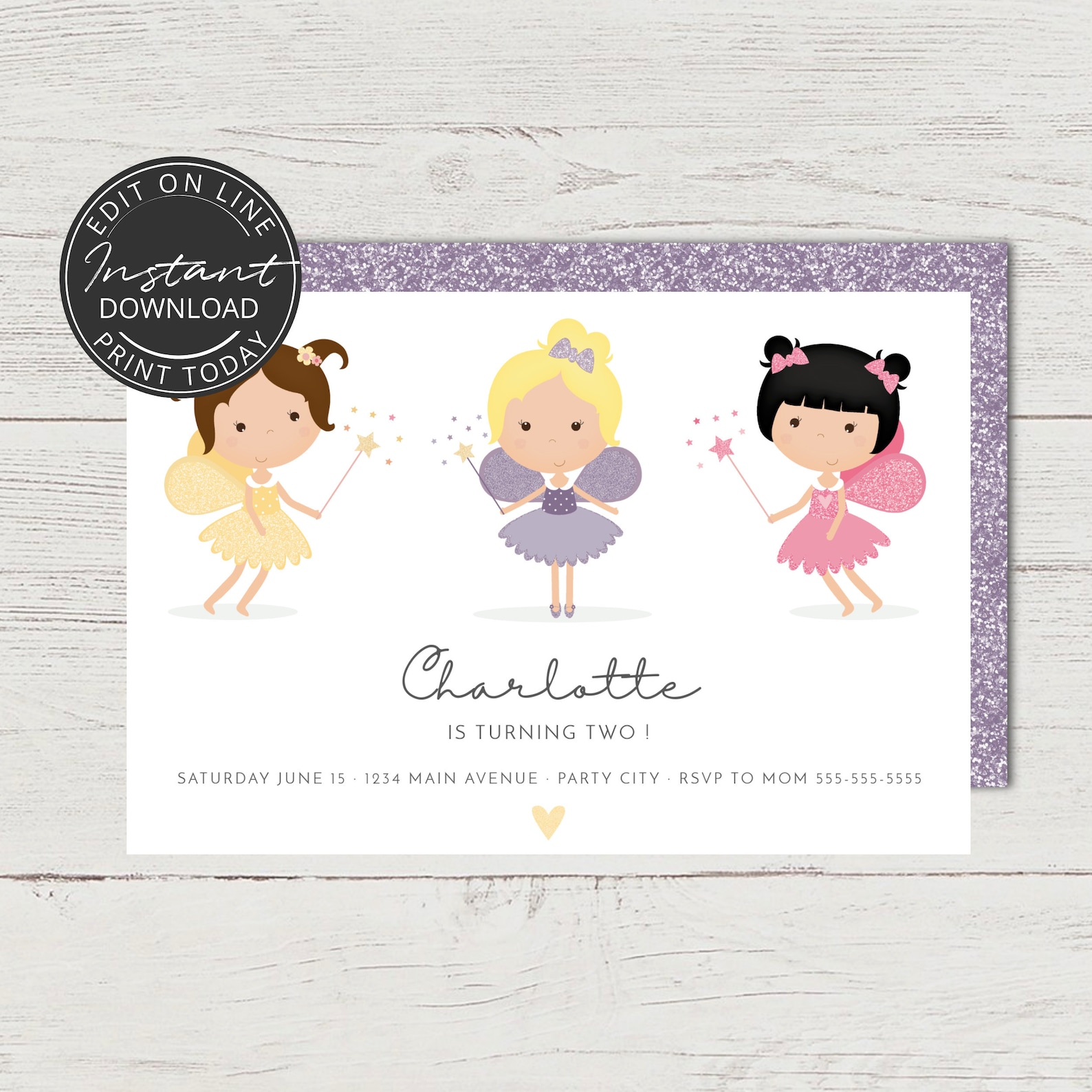 Fairy Birthday Invitation | Fairytale Invitation | INSTANT DOWNLOAD ...