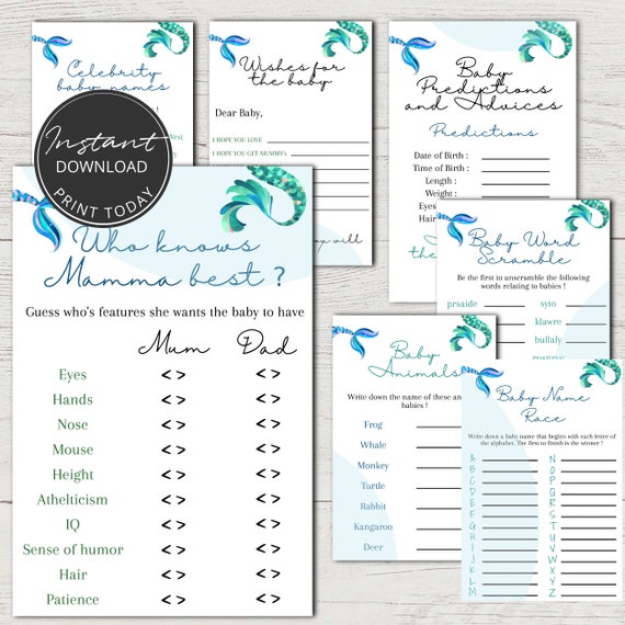 Jeux Baby Shower En Francais A Imprimer Baby Shower Sirene Etsy Jeux Baby Shower En Francais A Imprimer Baby Shower Sirene Etsy