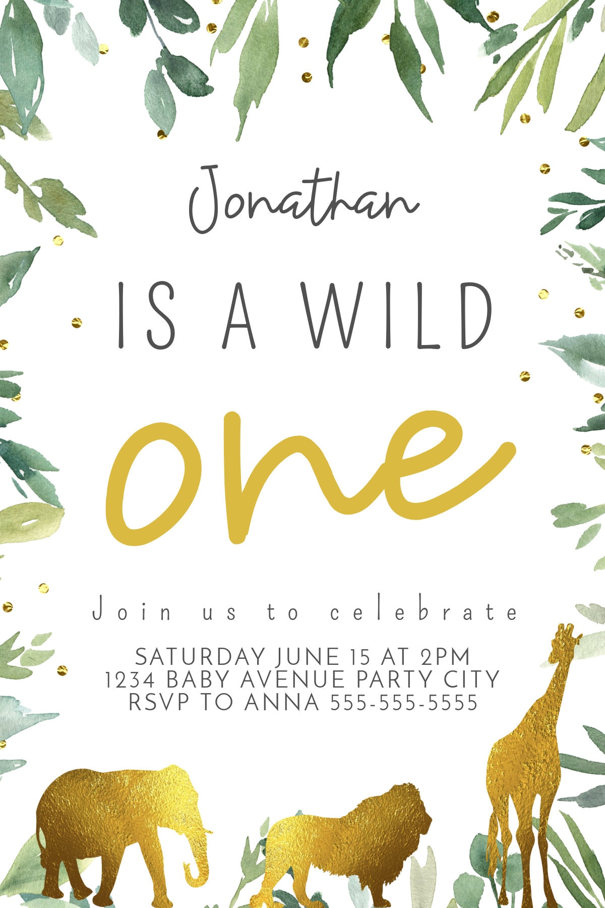 Wild one birthday boy invitation First birthday invitation boy DIGITAL