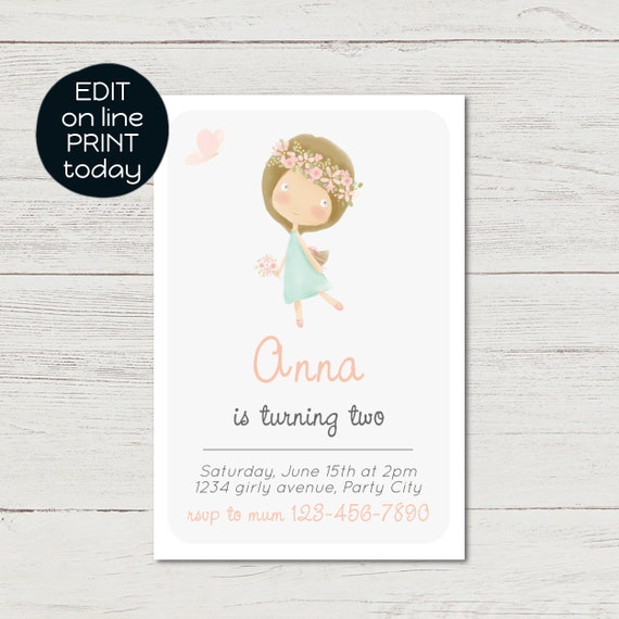 Invitation Anniversaire Fille Anniversaire 1 An 2 Ans Etsy Invitation Anniversaire Fille Anniversaire 1 An 2 Ans Etsy