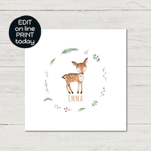 Faire-part de naissance, faire part bambi, naissance fille ou naissance garçon