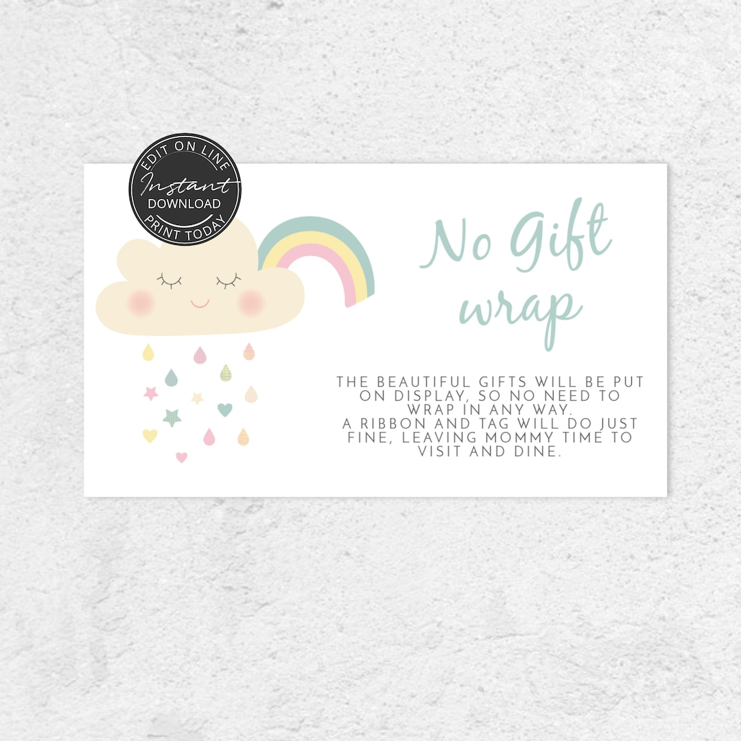 Display Shower Card No Gift Wrap Insert Printable Baby Shower Inserts Instant Download A108 Etsy