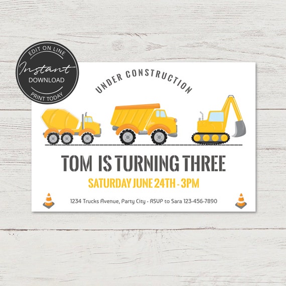 Invitation Anniversaire Chantier Anniversaire Garcon Etsy