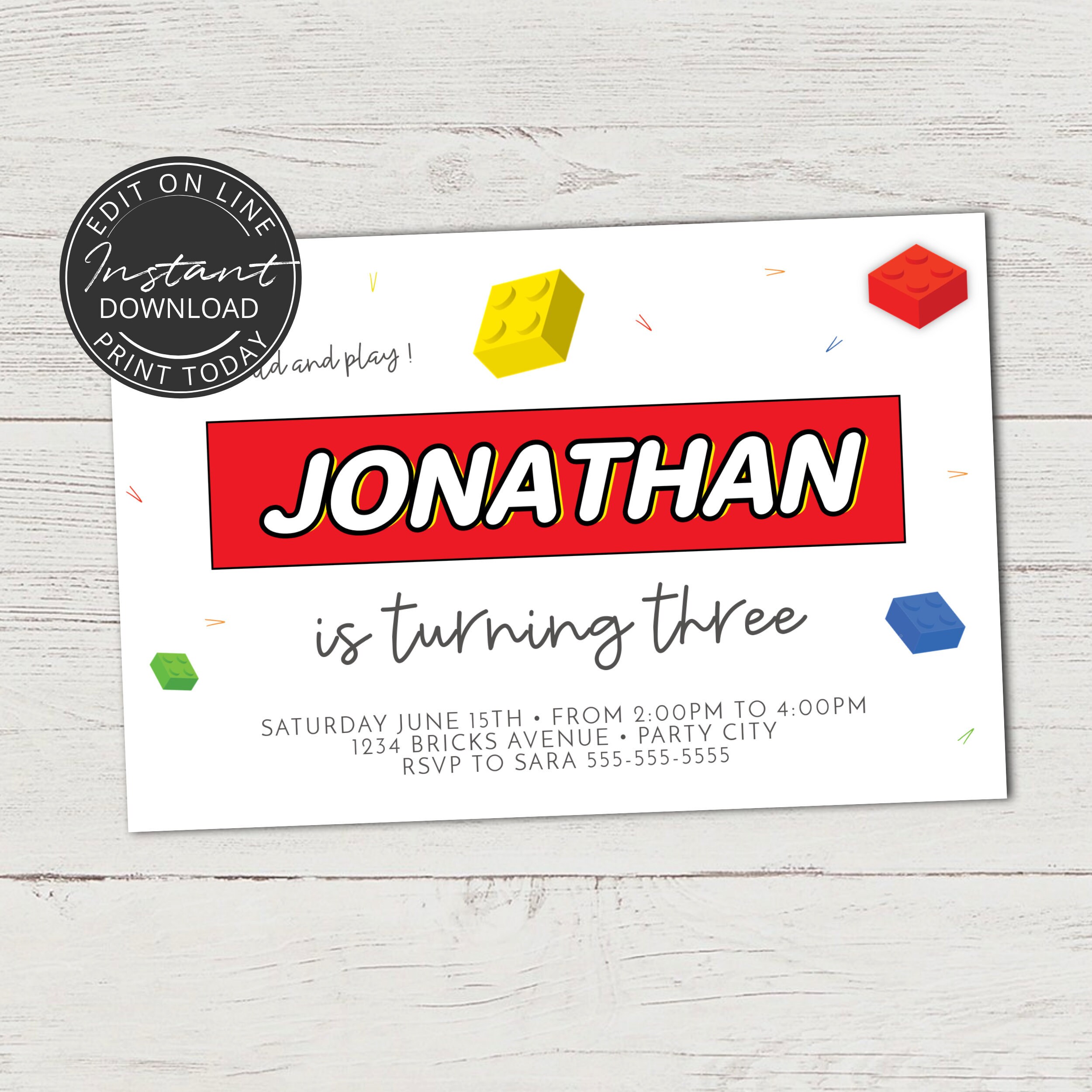 Building Blocks Party Invitation INSTANT DOWNLOAD | Building Blocks ...